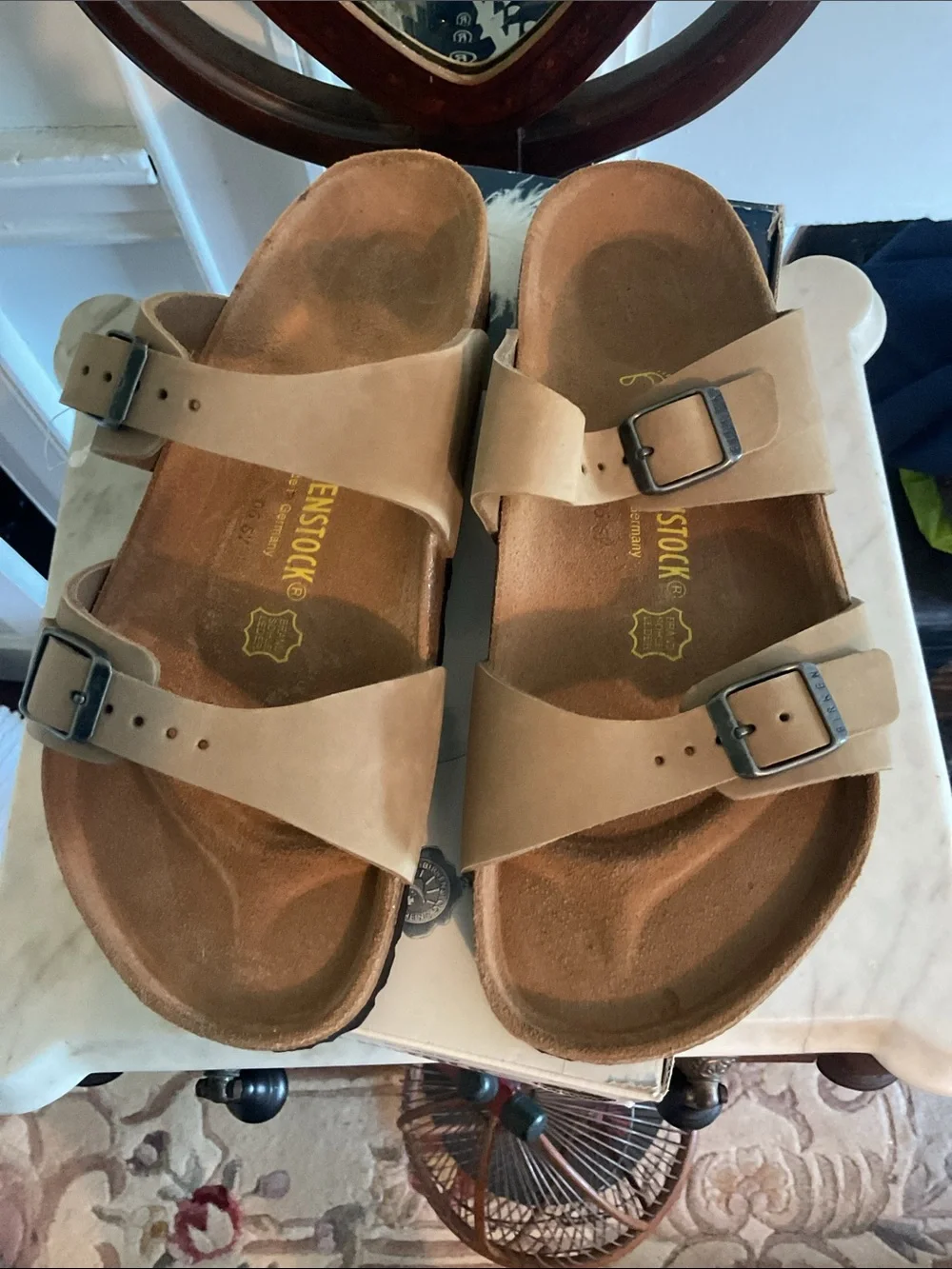 Birkenstock Tan Double-Buckle Leather Sandals